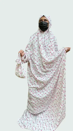 Prayer Dress – Free Size Muslim Dress with Hijab & Potli Bag | ₹699 - Pink