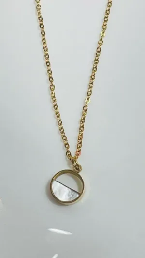Round White Disc Pendant Necklace – photo 2 at Modesty EStore