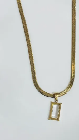 Herringbone Chain Rectangle Pendant – photo 2 at Modesty EStore