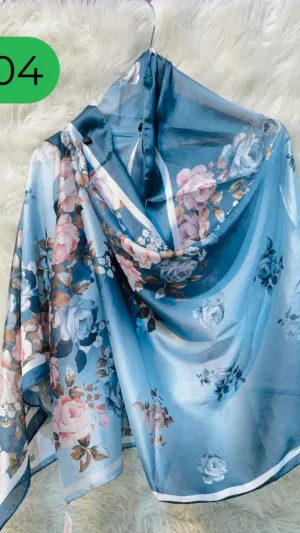 Hijab Dupatta – Satin Floral Print Scarf for Women - P04