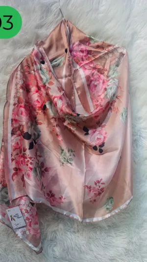 Hijab Dupatta – Satin Floral Print Scarf for Women - P03
