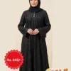 Burka black – crinkle abaya with three-button front