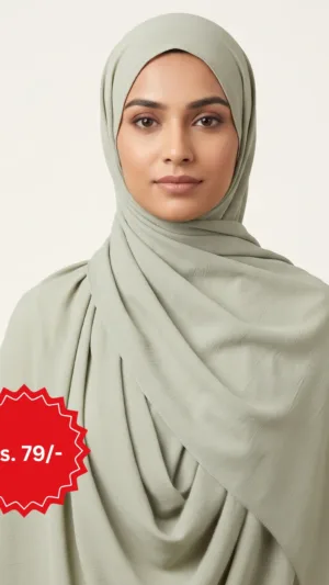 Light Grey Textured Hijab – Soft Crinkle Modest Everyday Scarf
