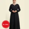 Simple burqa – plain black abaya with keyhole neckline