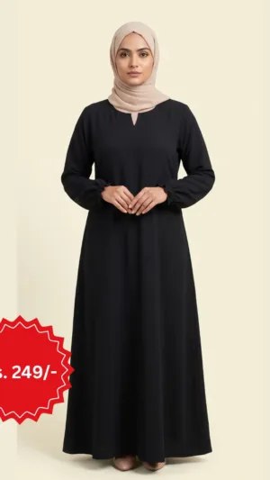 Black Modest Abaya Length Dress
