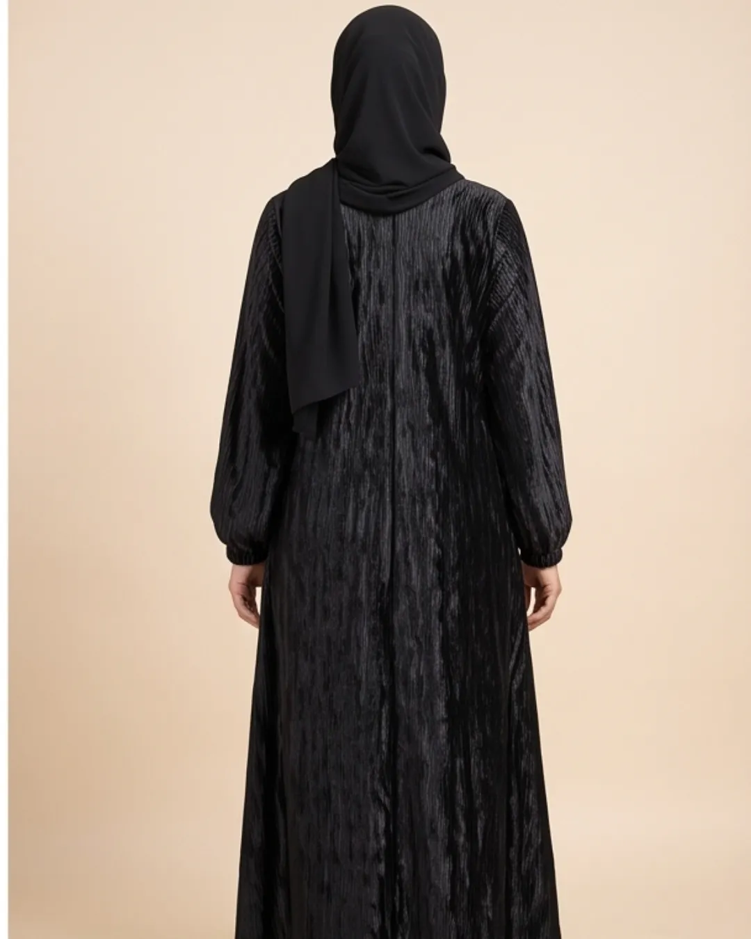 Abaya82026-09-20 18-56-06 Black Textured Tassel Abaya 1
